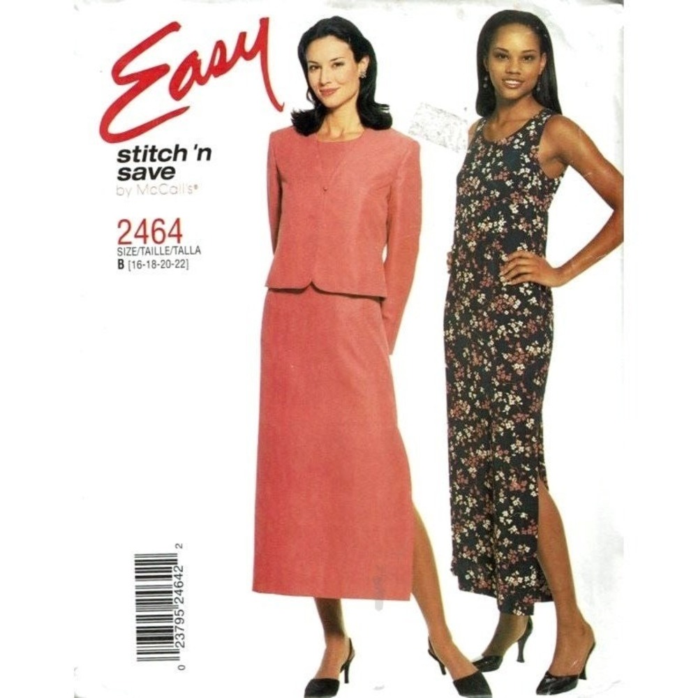 McCalls Sewing Pattern 2464 Dress Jacket Misses Size 16-22